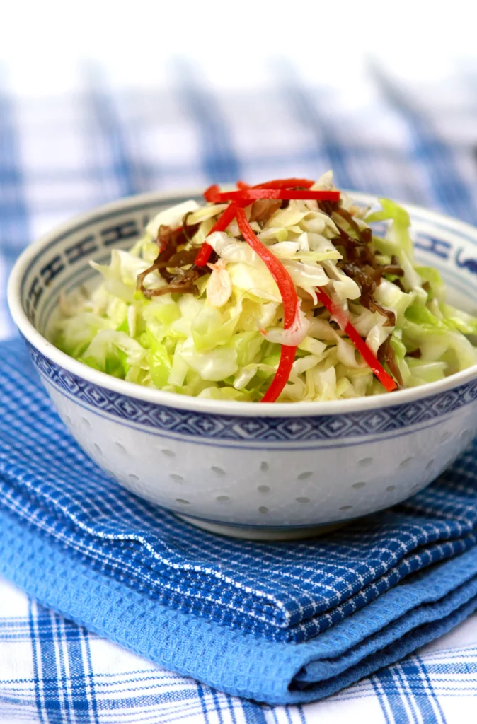 Shredded cabbage for moo shu chicken
