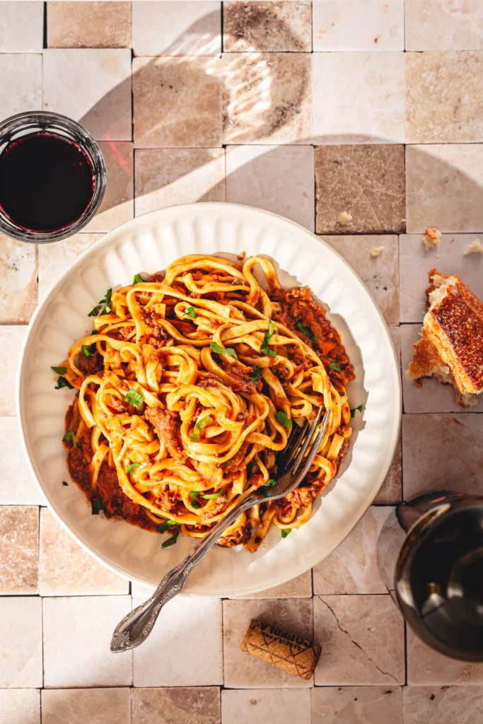 Slow simmered ragu with pasta