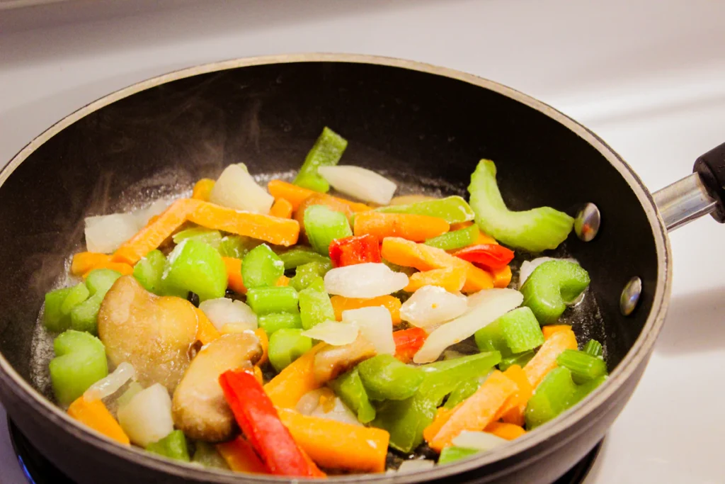 Fresh vegetables for honey garlic stir fry