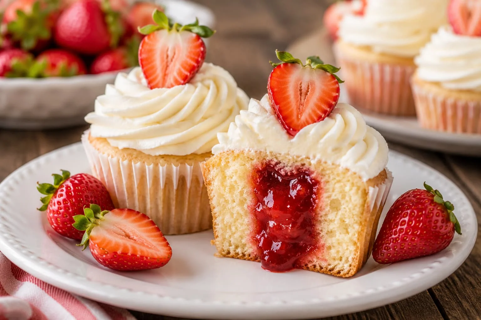 Strawberry Filled Cupcakes 