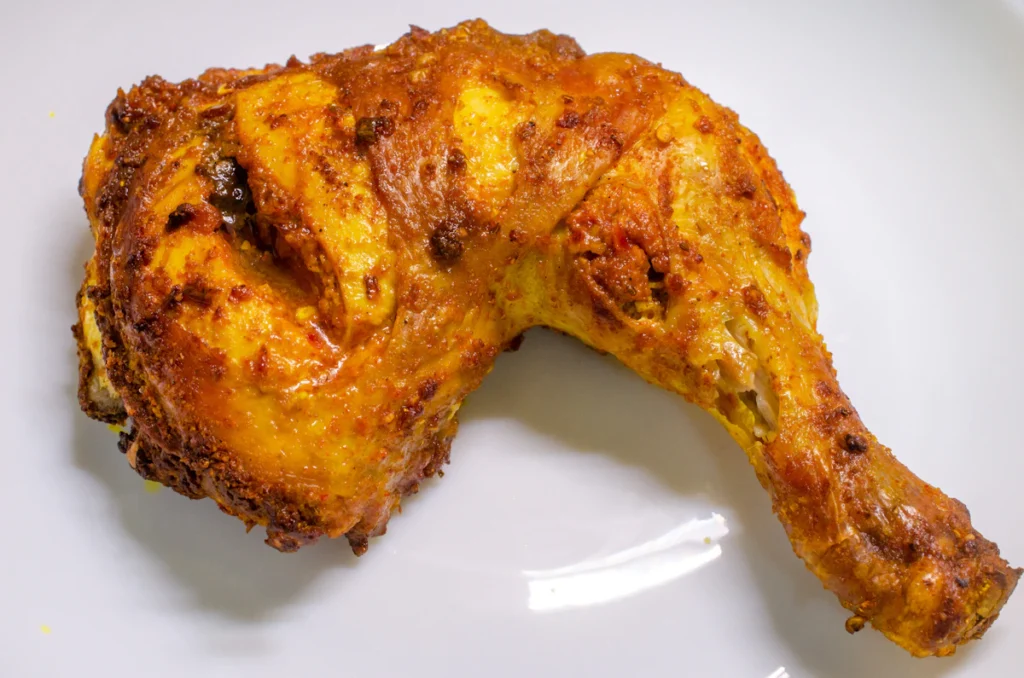 Charred tandoori chicken leg