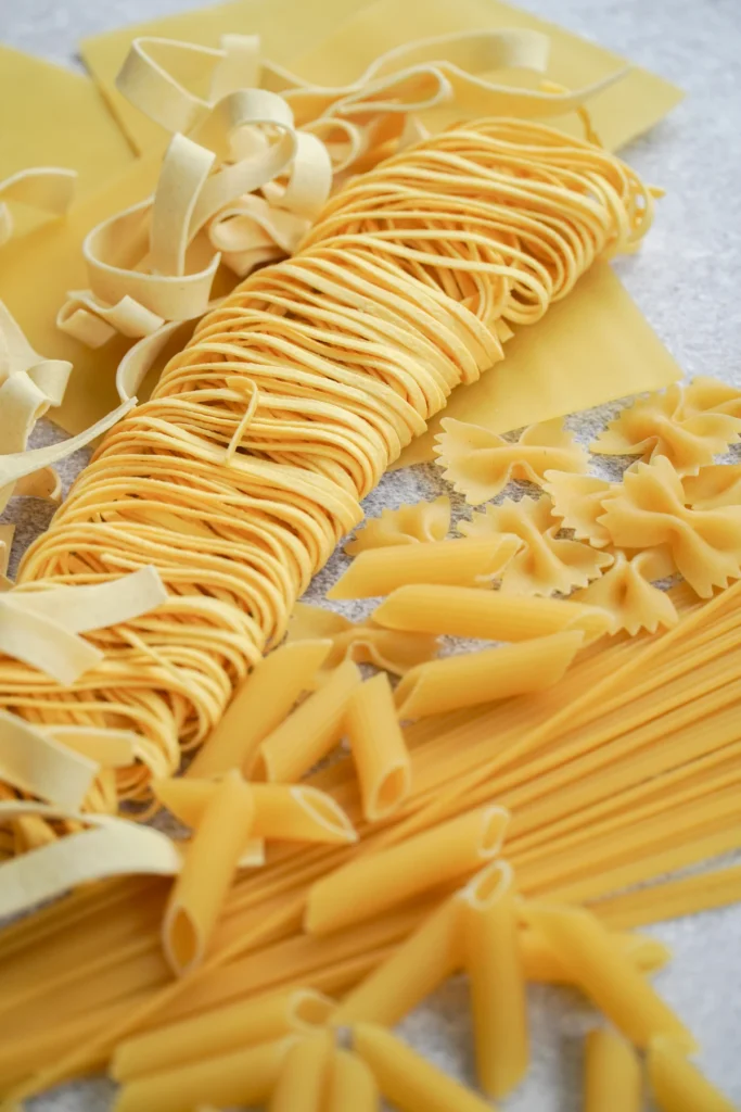 Uncooked penne pasta for dump-and-bake casserole