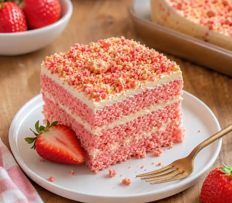 Strawberry Crunch Cake Recipe with Golden Oreos
