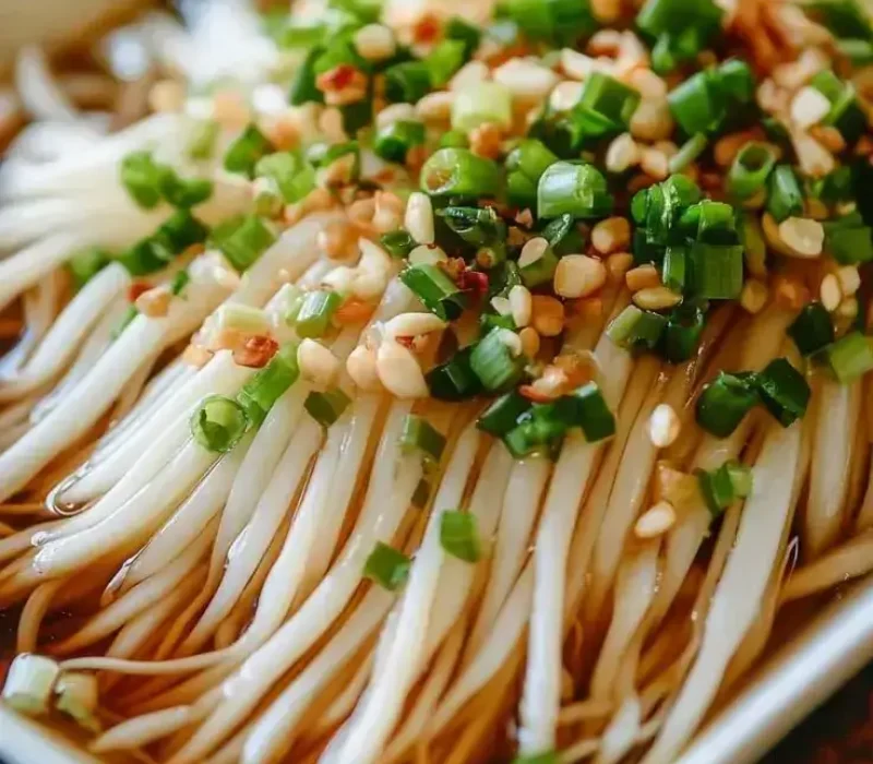 Enoki-Mushrooms-with-Garlic-Scallion-and-Soy-Sauce