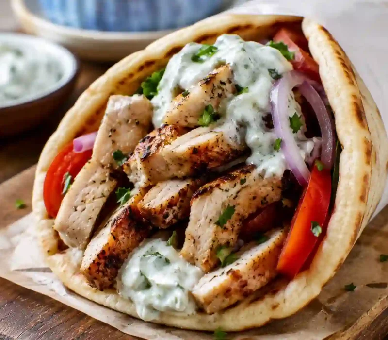 Greek Chicken Gyros with Tzatziki