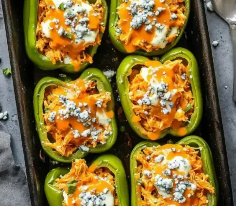 Quick and Easy Buffalo Chicken Stuffed Peppers