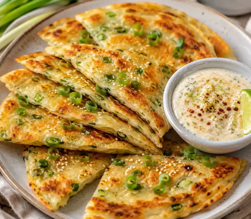 Scallion Pancakes with Lime Crema
