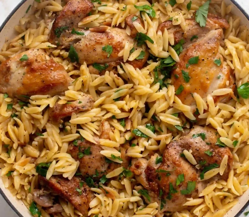 Skillet Garlic Butter Chicken and Orzo