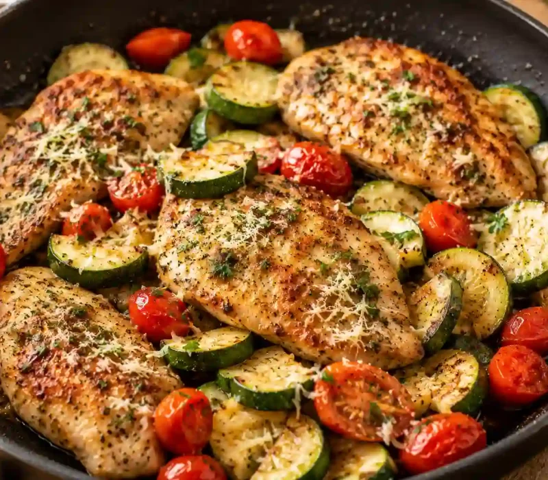 Skillet Parmesan Chicken and Zucchini Recipe