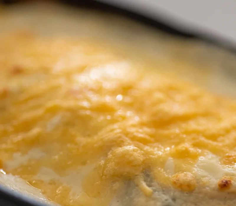 Baked potatoes au gratin ready to serve