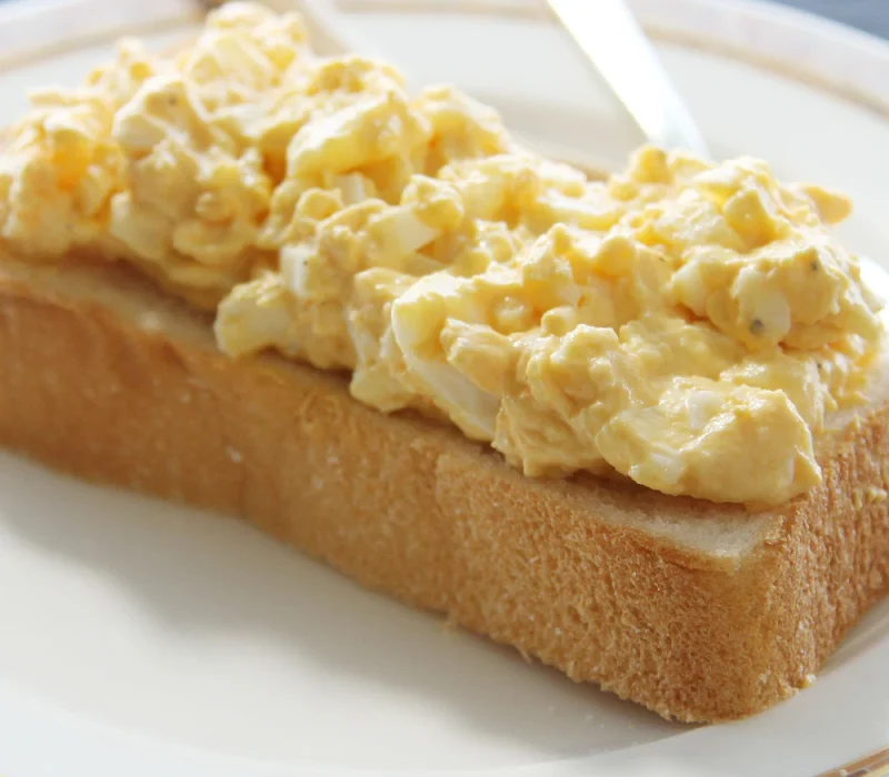 Classic egg salad with dill on toasted bread