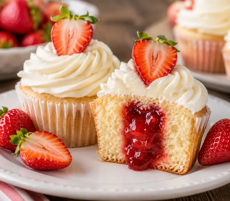Strawberry Filled Cupcakes 